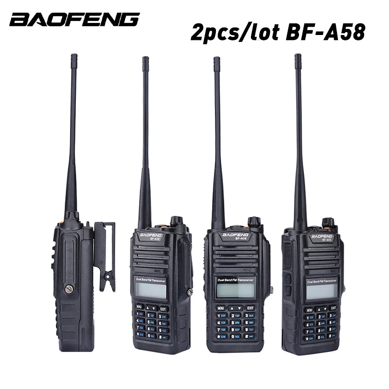 2pcs/lot Baofeng BF-A58 Walkie Talkie Waterproof UHF VHF Radio Professional Multiband Dual Band A58 Two Way Radio Transceiver