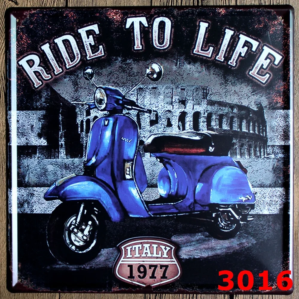 Оловянная Настенная Наклейка RIDE TO LIFE в итальянском стиле винтажный стикер