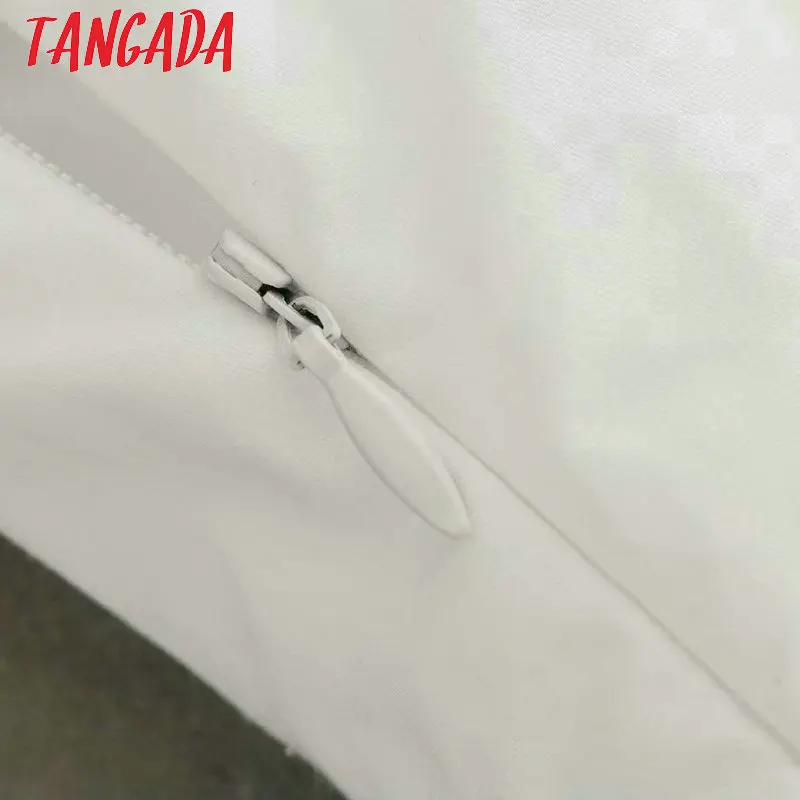 Tangada, женские топы с оборками, сексуальные топы с v-образным вырезом, Майки с боковой молнией, с бретельками, открытая спина, Короткие топы,, белые майки 3D01