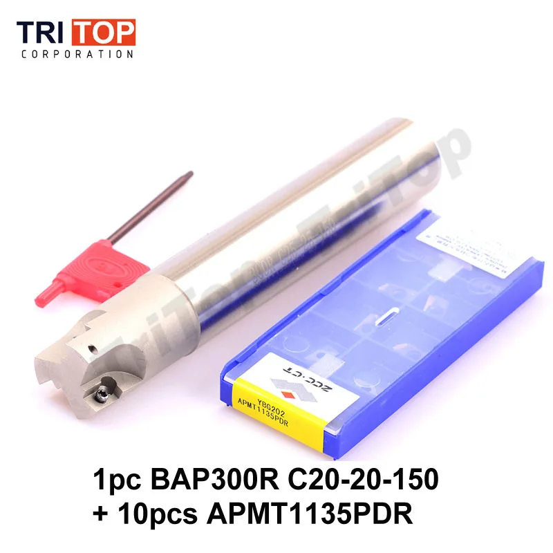 BAP JAP 300R держатель инструмента с 10 шт. APMT1135PDR держатель фрезерного инструмента Торцевая мельница для фрезерного станка для вставки APMT1135 - Длина режущей кромки: BAP 300R C20-20-150