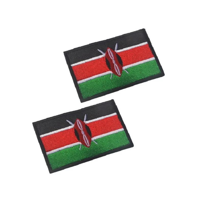 

3D Embroidery Patches Armband Loops And Hook Kenya National Flag Patches Badges For Clothing Hat Bag Patch