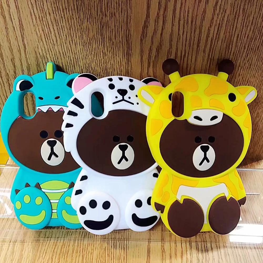 Korean Cartoon Cute 3D Bear Case for Apple iPhone XR XS Max Soft Silicon Protective Shell Cover 6S 7 8 Plus X |