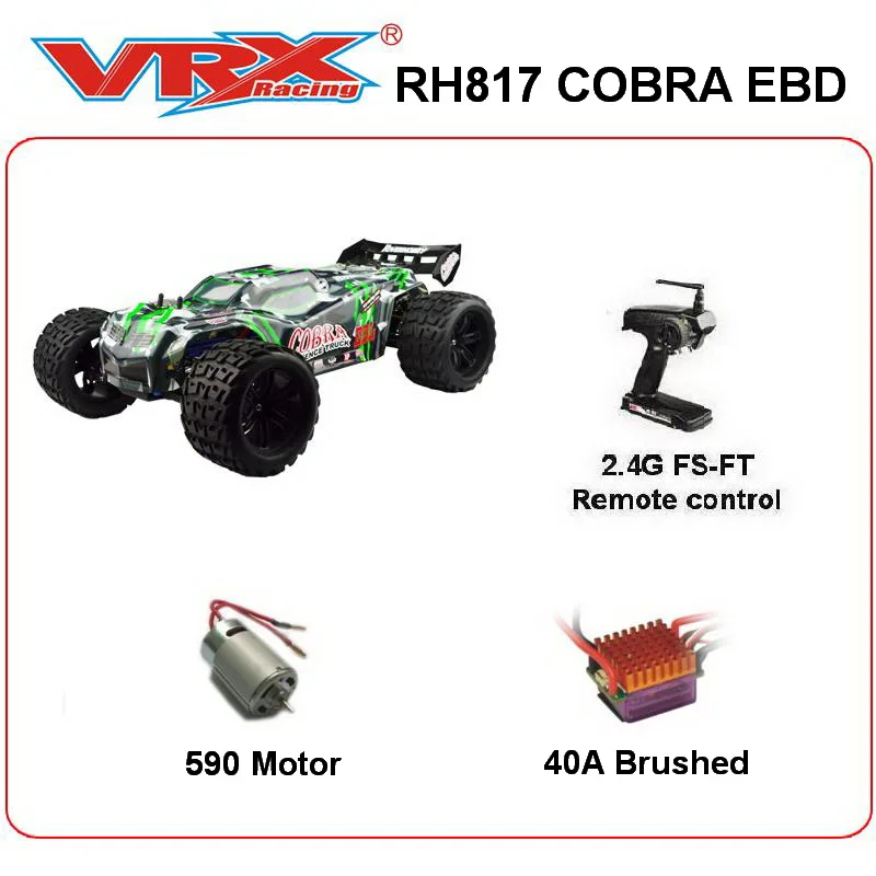 VRX Racing RH817 Cobra 1/8 масштаб 4WD электрический матовый RC грузовик, RTR w/40A ESC/590 мотор/8,4 V 1800mAh Ni-MH аккумулятор/2,4 GHz
