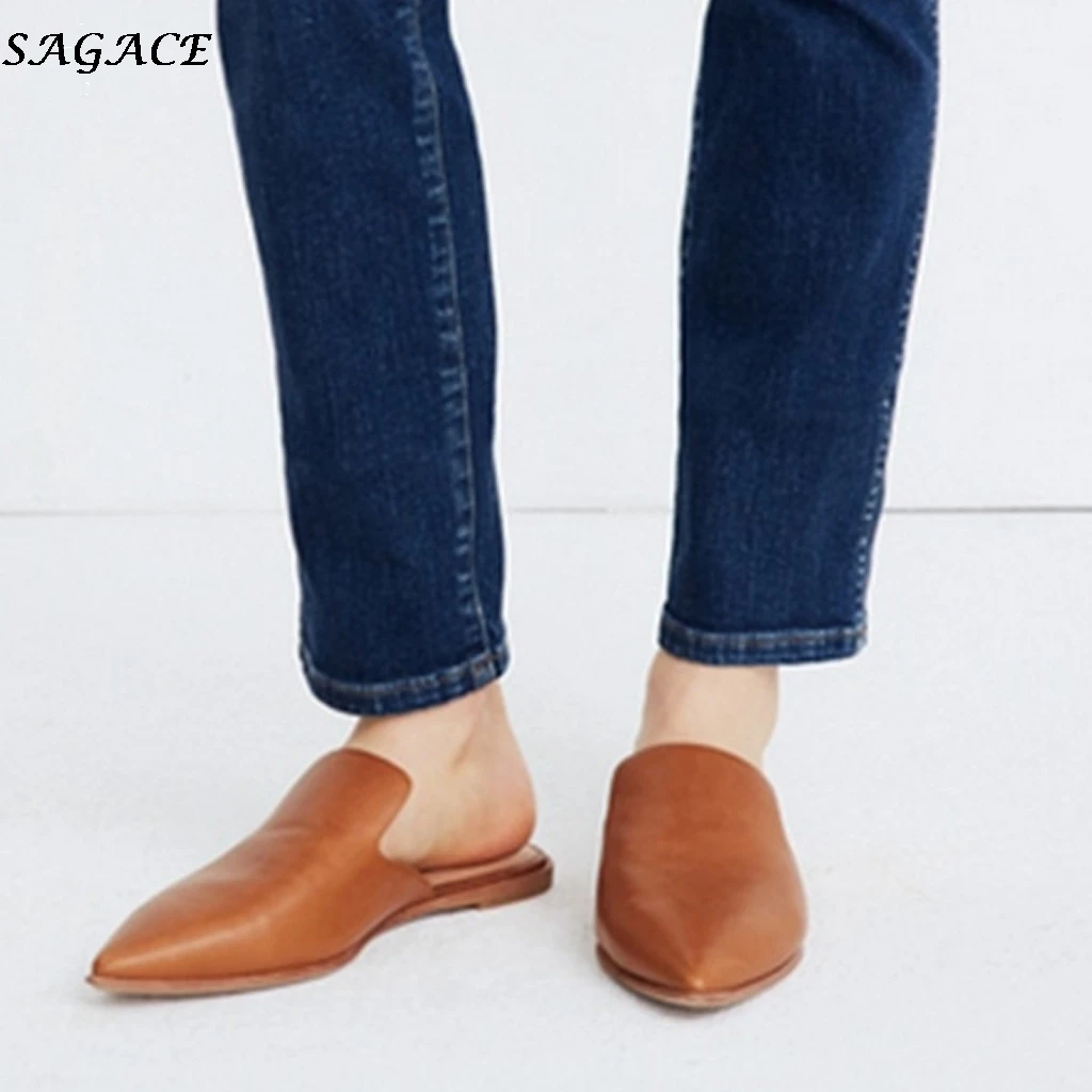 SAGACE/Большие размеры 43 женские шлепанцы с острым носком Вьетнамки модная женская