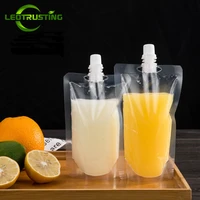 leotrusting 100pcs stand up plastic drink packaging bag spout bag for beverage liquid juice milk wedding party drinking bags