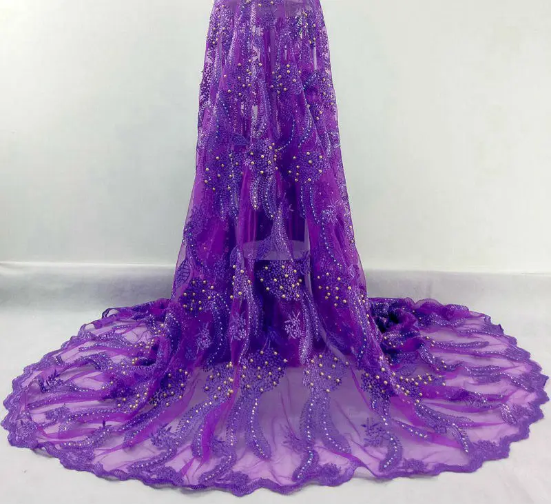 Французский шнурок с камнями и бисером 2017 Новое Прибытие Африканский Шнурок