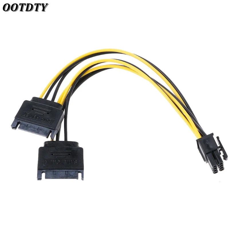 1 шт. Новый OOTDTY двойной 15Pin SATA штекер 8 pin (6 + 2) PCI-E папа видео карта питания кабель 20