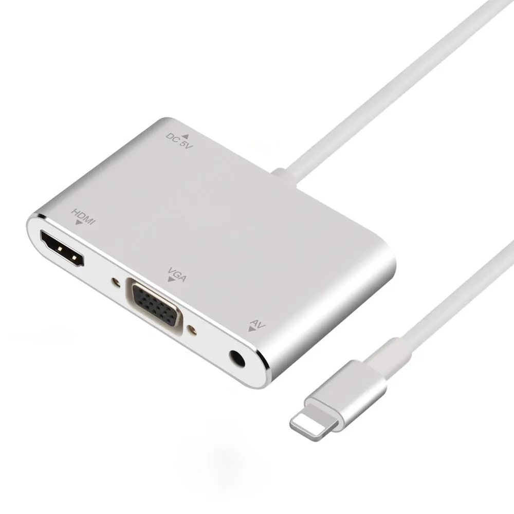 HDMI VGA AV адаптер конвертер 4 в 1 Цифровой совместимый с iPhone X / 8 Plus/7/7 Plus проектор HDTV