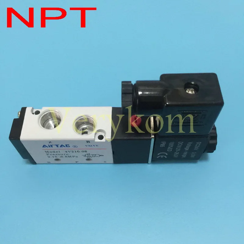 Оптовая продажа 200 шт./лот 1/4 &quotNPT 4V210 08 2pos 5 портов dc 12v 24v ac 110v 220v DC24V NPT рынок США и