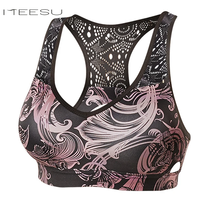 Women Breathable Sports Bra Shockproof Yoga Shirts Tops Seamless Strappy Top Athletic Gym Running | Спорт и развлечения