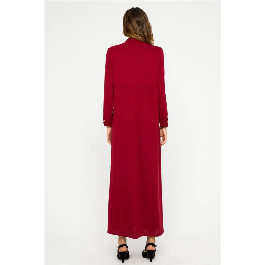 2019 M xxl мусульманская Мода mAh Jubah Кружева Вышивка Красный Moslem женское длинное Макси