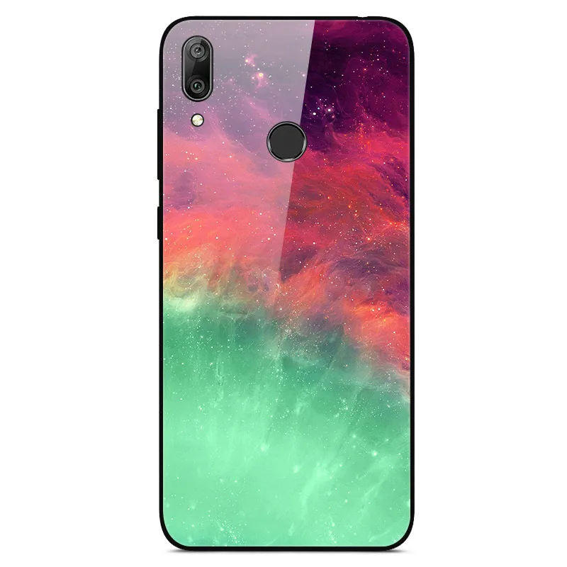Y7 чехол для huawei Y7, чехол из закаленного стекла с изображением планеты, Космический Чехол, стеклянный чехол на заднюю панель для huawei Y7 Prime Y 7, чехол - Цвет: 18