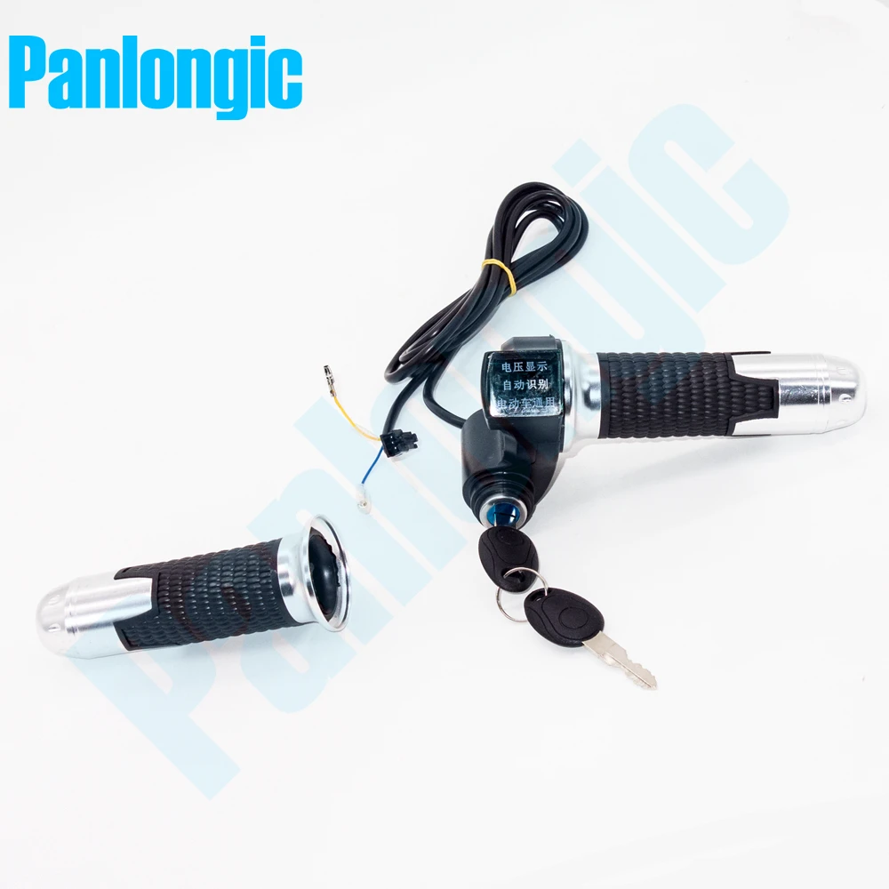 

Panlongic Turn Accelerator Electric Bicycle E-bike Scooter Twist Hall Throttle with Electric Lock Switch + LED Voltmeter