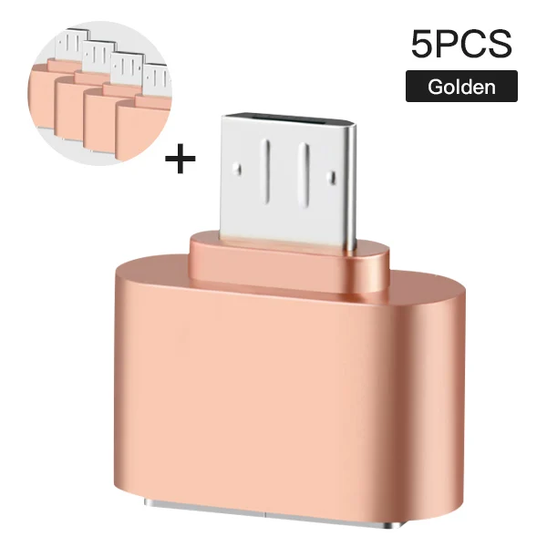 5PC gold Адаптер ACCEZZ OTG для смартфона Android для Xiaomi huawei LG Micro USB 2,0 разъем для мыши Клавиатура USB диск флэш OTG конвертер - Цвет: 5PC gold