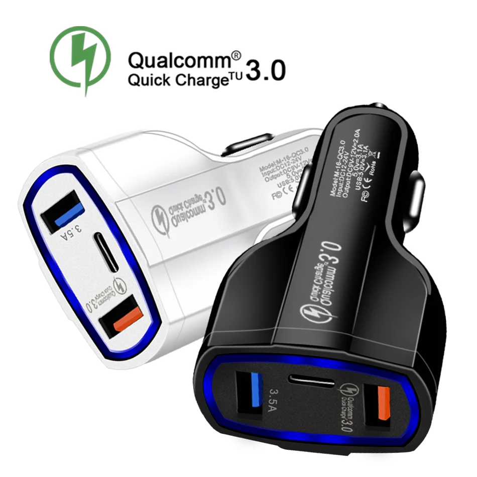 QC3.0 Универсальный двойной Порты и разъёмы светодиодный USB Автомобильное Quick Charge