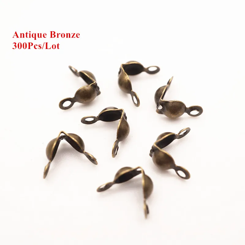 300pcsAntique bronze Ювелирные изделия найти золотой, матовый серебристый цвет калотки Конец Обжимные бусины советы подходят шаровой цепи разъем(300 шт.) HK076 - Цвет: 300pcsAntique bronze