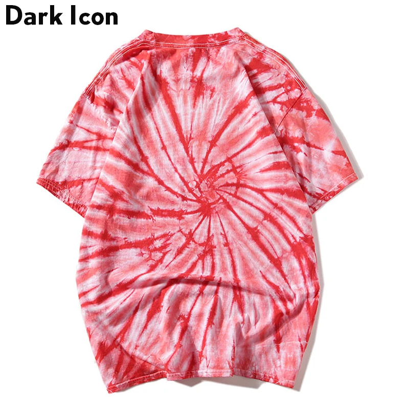 Темная икона Swirl Tie Dye Футболка мужская Лето круглый вырез хип хоп футболки для мужчин 5 цветов