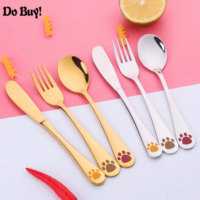 3 шт./компл. детская посуда из нержавеющей стали креативная Золотая Серебряная