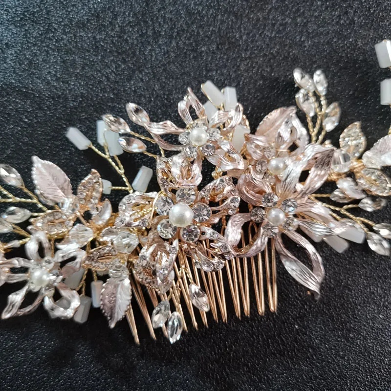 SLBRIDAL Серебро Цвет Кристалл Стразы Жемчуг Свадебная расческа для волос свадебный