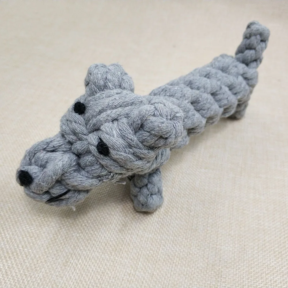 Handmade Cat Chew Toys Grey Cotton Rope Plaited Dog Shape Bite for Cats and Dogs Pet juguetes para gatos | Дом и сад