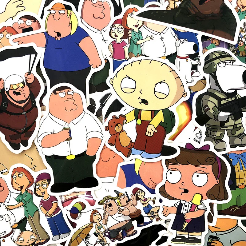 В переменного тока, 50-100 шт./упак. Американский comedyanime Семья парень Стикеры s для мотоцикла скейтборды чемодан рюкзак для ноутбука холодильник Стикеры