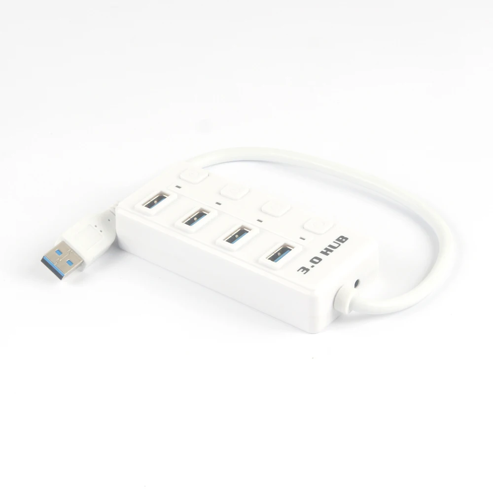 

4-портовый концентратор USB3.0 с индивидуальным контроллером переключателей питания светодиодный светодиодным USB-кабелем