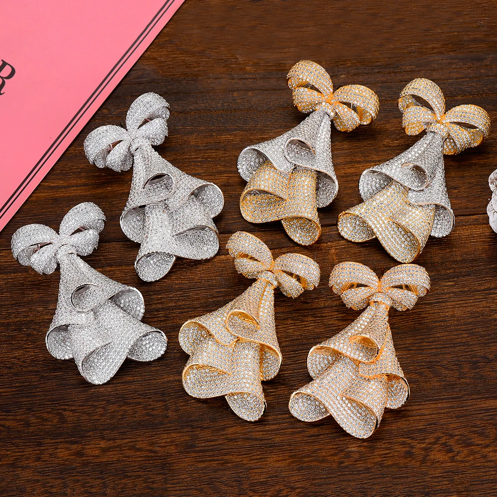 Женские Висячие серьги SISCATHY свадебные в индийском стиле 73 х41 мм с фианитом