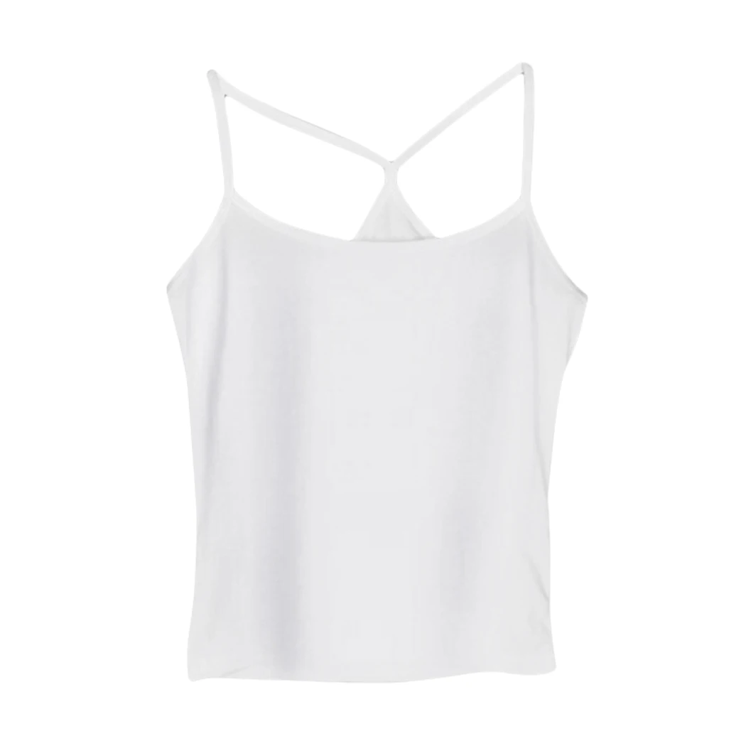 Women Sexy Sleeveless Tank Top Summer Strappy Cami Tops Vest Casual Solid Color Slim Tee Shirt Ladies White Black Camisole - Цвет: 04