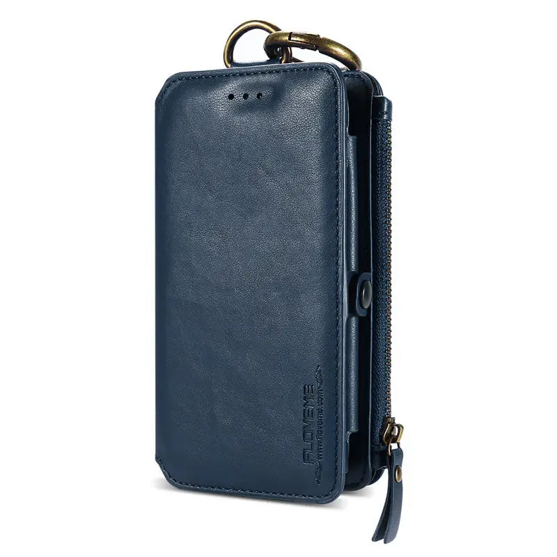 Роскошный чехол FLOVEME из искусственной кожи для iPhone XS Max X 10 XR Fold Flip Stand Wallet, чехлы для iPhone 7 8 6s Plus, сумка Capinha чехол кошелек для телефона айфон 5s - Цвет: Blue