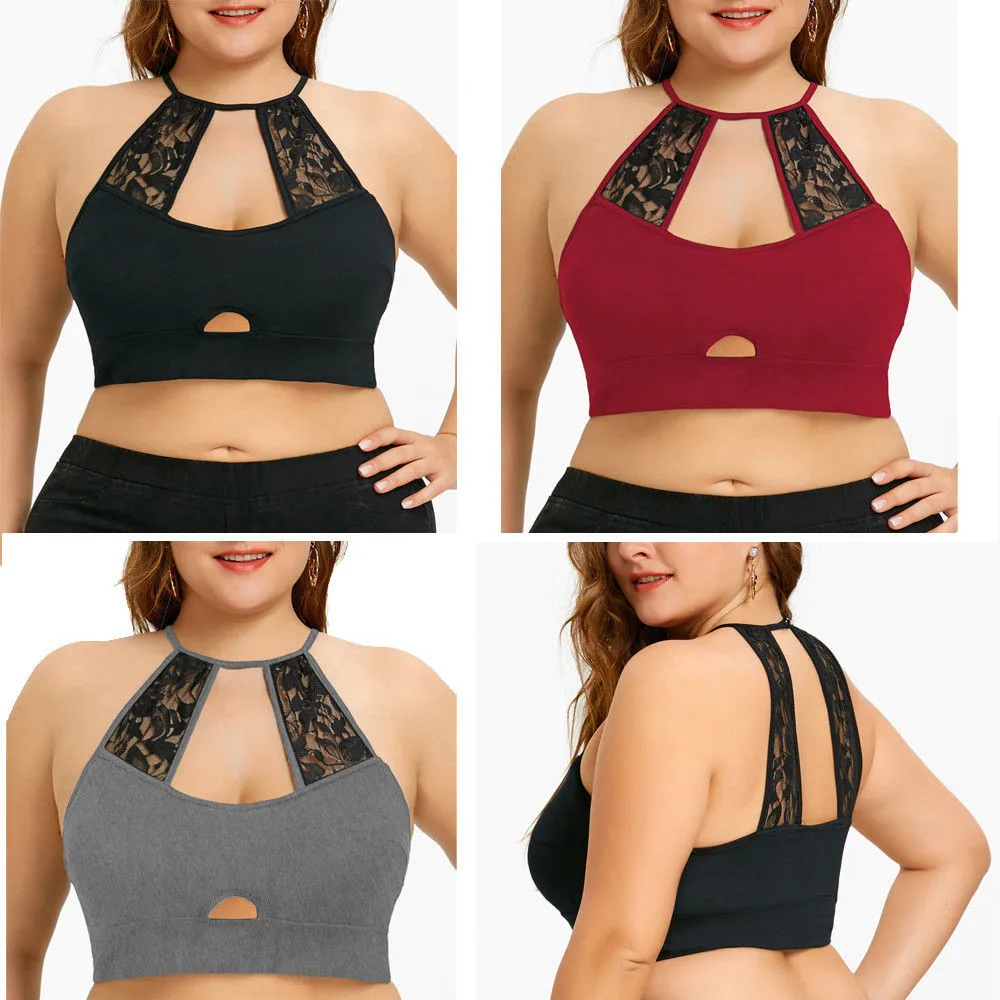 Летнее платье плюс Размеры 5XL женские короткие топы Летняя блузка с вырезами безрукавки однотонные с лямками на шее Рубашки с коротким рукавом женский Haut Femme BB4