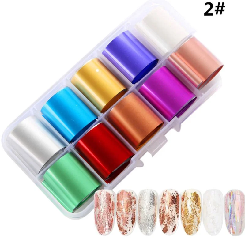 Горячая продажа 10 шт голографический набор фольги для ногтей прозрачный AB