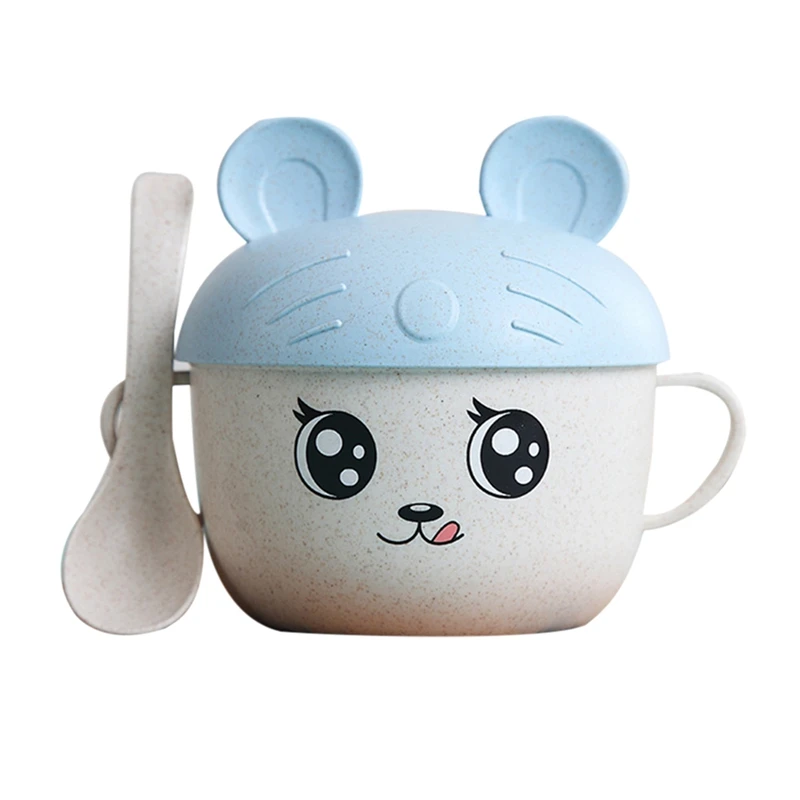 A2L 2Pc/set Baby Dishes Baby Food Storage Cartoon Pattern Bowl Spoon Set For Kids Children Tableware Eco-friendly Baby Training Bowl - Цвет: A2L
