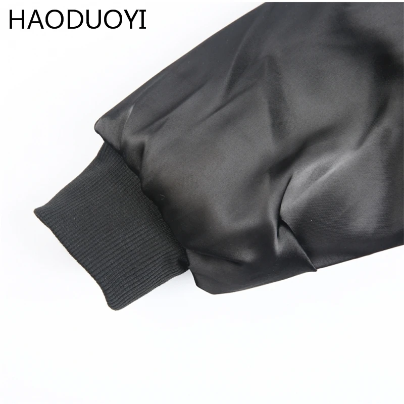 Haoduoyi зима Для женщин длинные Бейсбол куртка Модные свободные хлопковое Стеганое