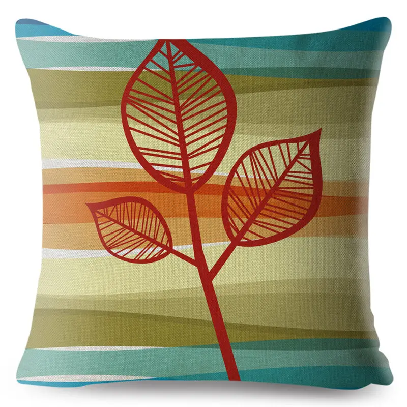 Autumn Colorful Tree Leaves Leaf Print Pillow Cover 45*45 Cushion Linen Throw Pillows Cases Sofa Home Decor Covers | Дом и сад