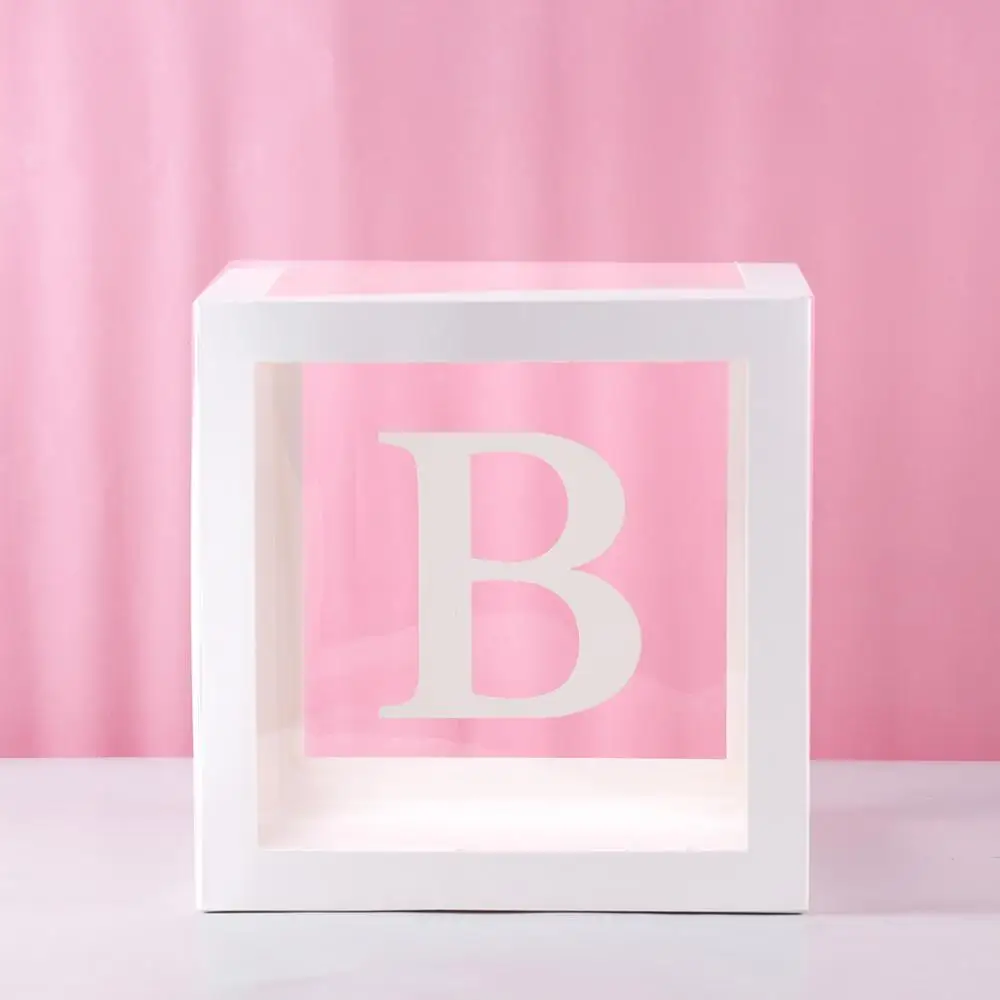 box B Staraise, прозрачная коробка с именем, для девочек и мальчиков, украшения для детского душа, для первого дня рождения, Декор, подарок, принадлежности для детского душа - Цвет: box B