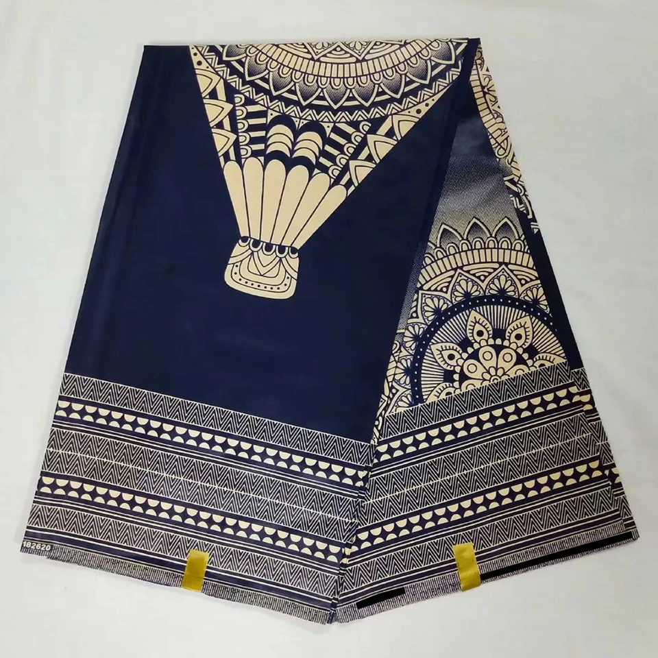 

African Fabrics 100% Cotton Mitex Block Wax Print Kitenge Dress Fabric 6 Yards Block Wax Print Kitenge fabrics NAW-133