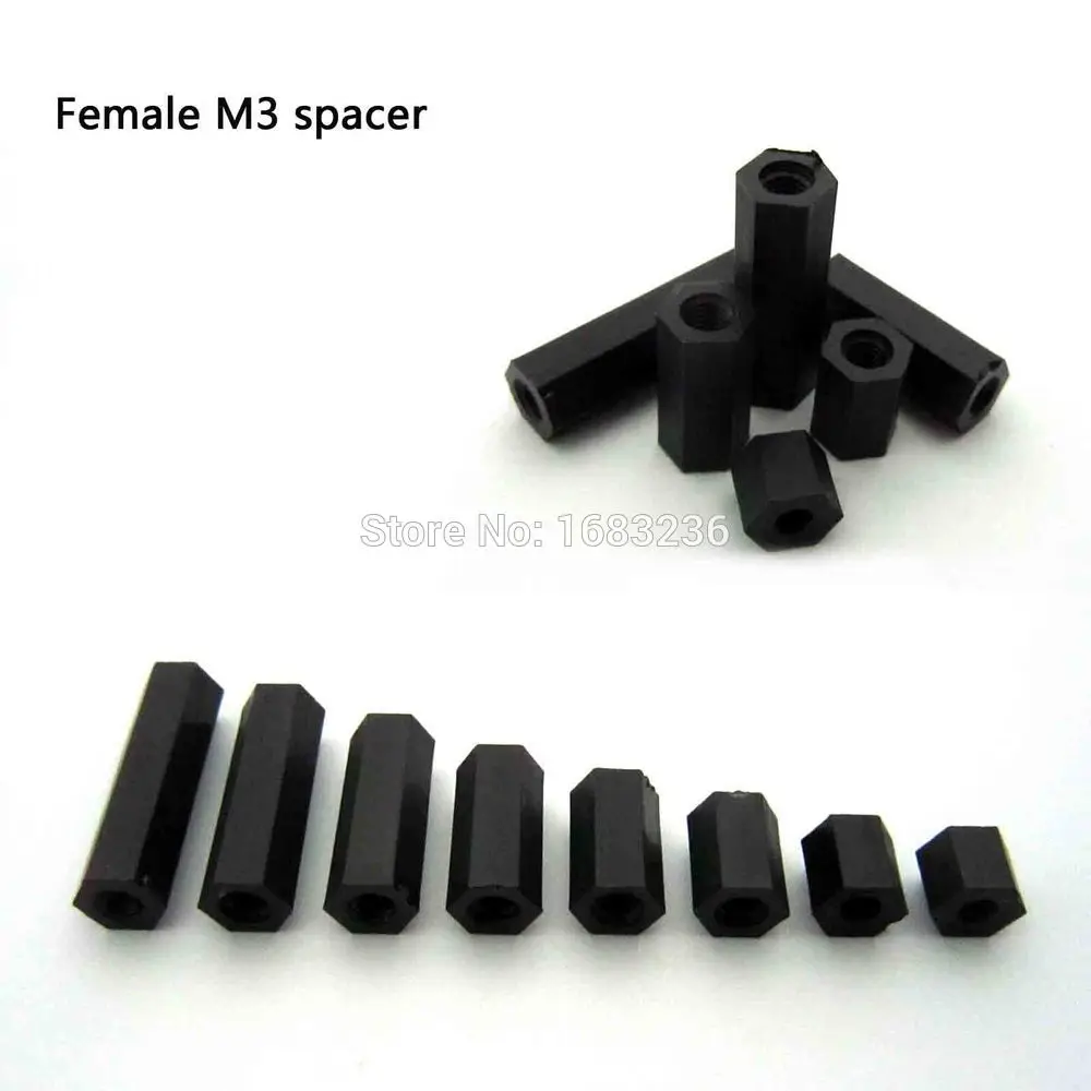 50 шт. черные пластиковые нейлоновые прокладки M3 3 мм M3x5/10/20/25/30 + 6 мм|6mm m3|spacers