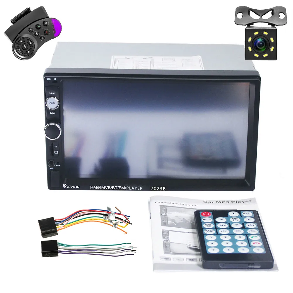 With 8 LED Camera Hikity Универсальный 7023B Автомобильный мультимедийный плеер авторадио 2din стерео " сенсорный экран видео MP5 плеер Авто Радио резервная камера - Цвет: With 8 LED Camera