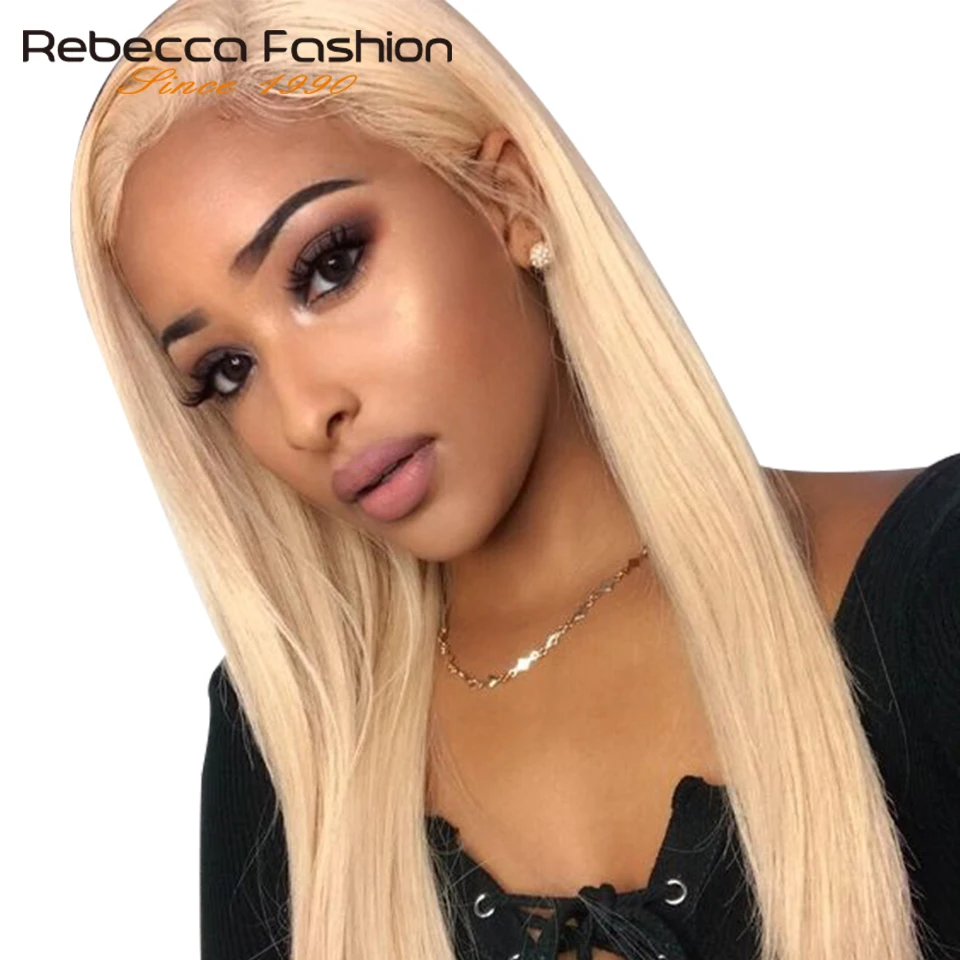Rebecca 613 блонд кружева перед парик с волосами младенца Remy бразильские прямые человеческие волосы 613 фронтальные Парики 14-18 дюймов 150% Плотность