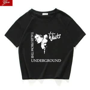 Женская хлопковая Футболка Tom Wait, короткий хипстерский укороченный топ, 2019