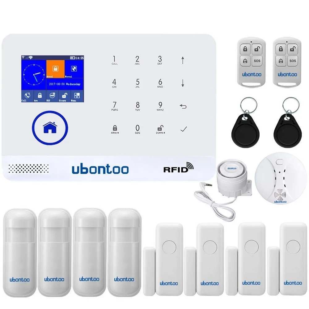KitK Ubontoo англо-рус ES PL DE FR IT переключаемый Беспроводной домашней безопасности WI-FI GSM GPRS GSM сигнализация системы приложение Дистанционное Управление RFID Arm/ - Цвет: KitK
