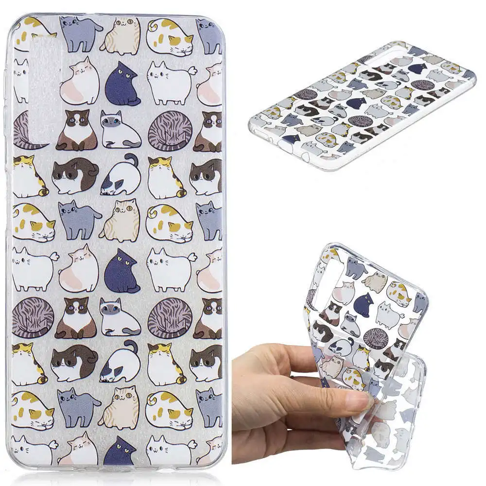 FGHGF For Samsung A7 2018 tree leaf cat butterfly flower girl panda Bear horse cartoon Pattern Soft TPU phone case |