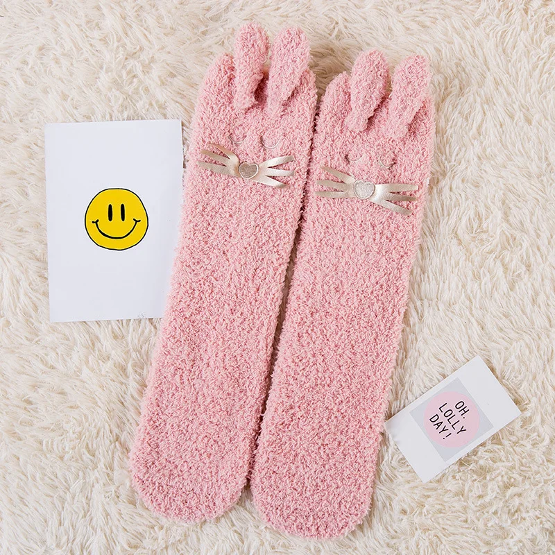 Осенне зимние милые носки для девочек домашние нескользящие сна теплые