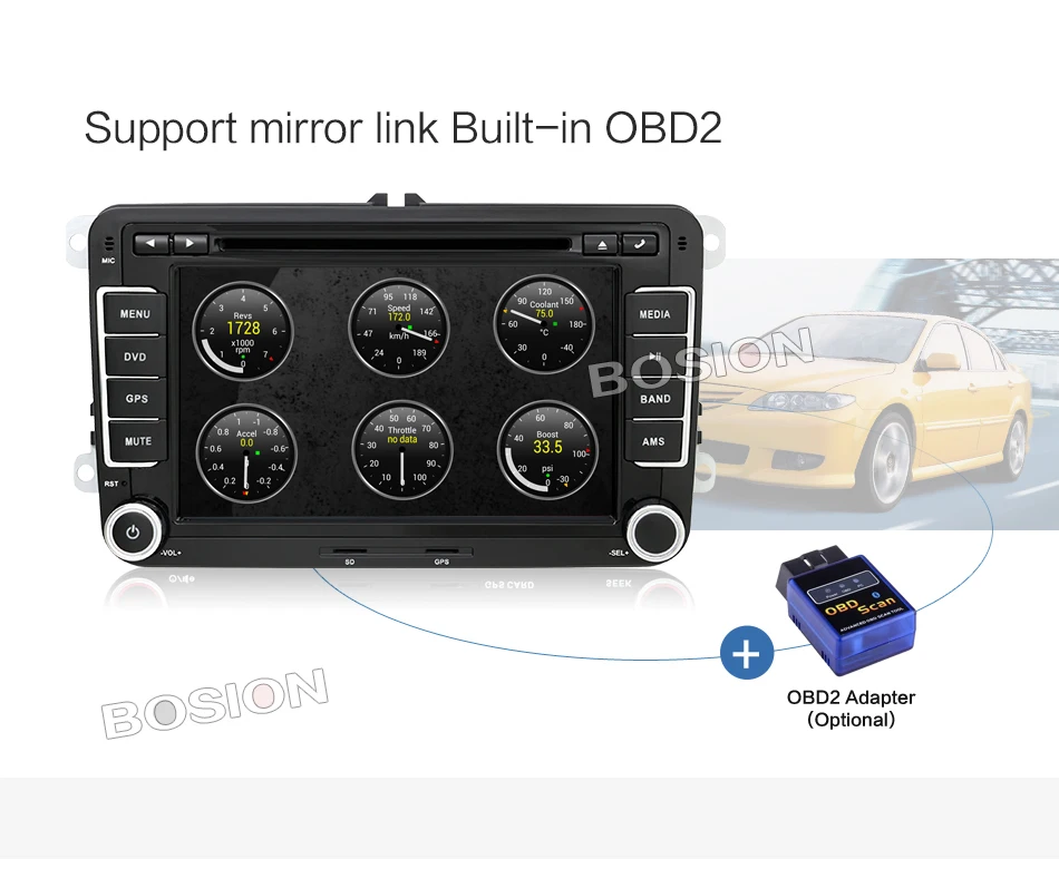 Bosion Android автомобильный DVD gps навигация Wifi+ Bluetooth+ радио Авторадио 2 Din для Volkswagen GOLF 4 5 6 POLO PASSAT Turan TIGUAN