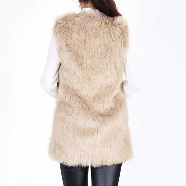 Модный женский жилет из искусственного меха зимний длинный без рукавов