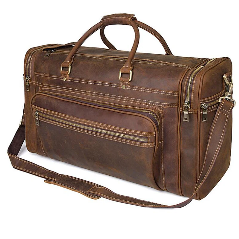 LEXEB Full Grain Leather Business Travel Duffle For Men Overnight Weekender Big Bag Carry On Luggage Top Quality Large Brown | Багаж и
