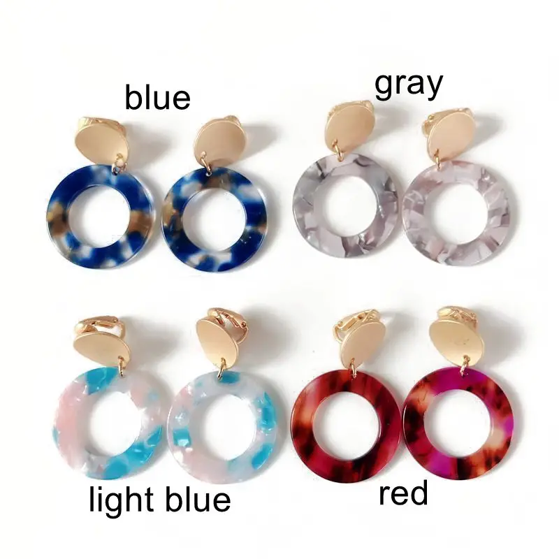 Круглые модные милые элегантные серьги-Клипсы из смолы 4 цветов в японском стиле |