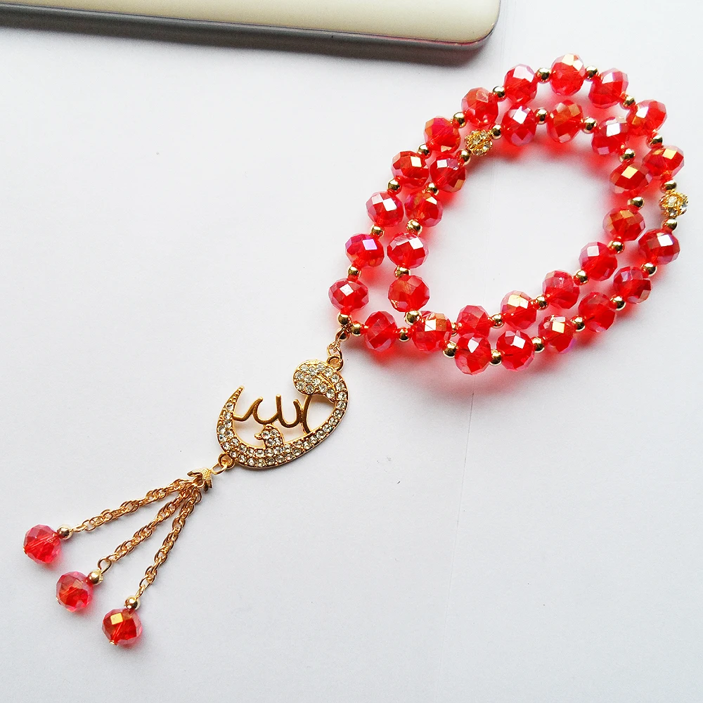 Новый дизайн 2020 модные красные Кристальные бусины мусульманские браслеты для