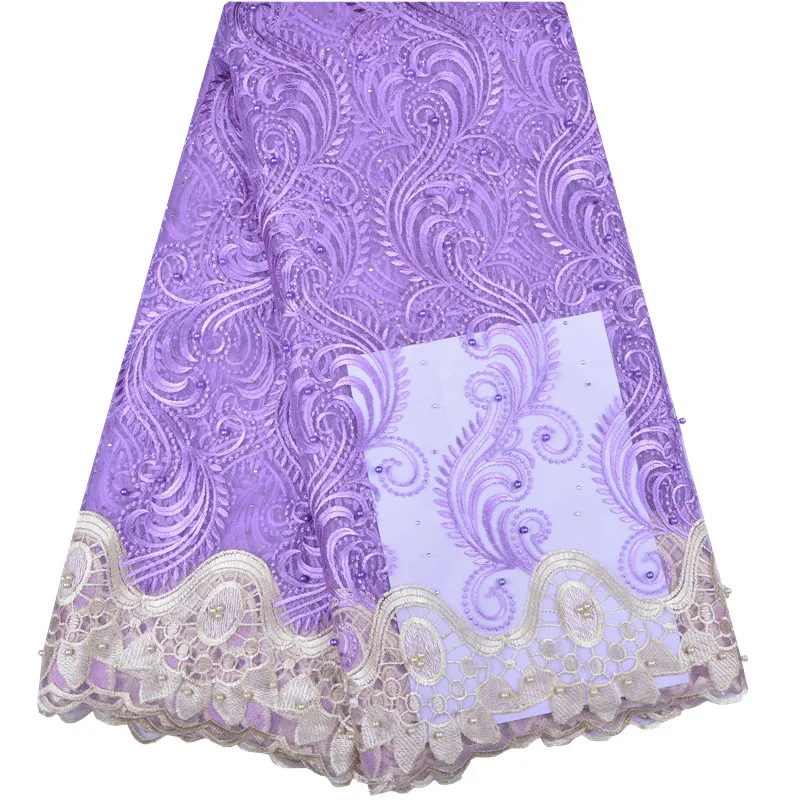Африканская кружевная ткань вышитая нигерийскими бусинами французский тюль для