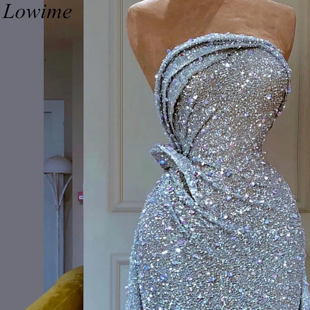 

Gorgeous Sparkly Two Pieces Mermaid Evening Dresses 2019 Strapless Crystals Dubai Abendkleider Long Prom Party Gowns Vestidos